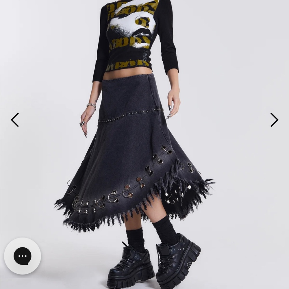DENIM MIDI SKIRT WITH CHAIN HOOPS